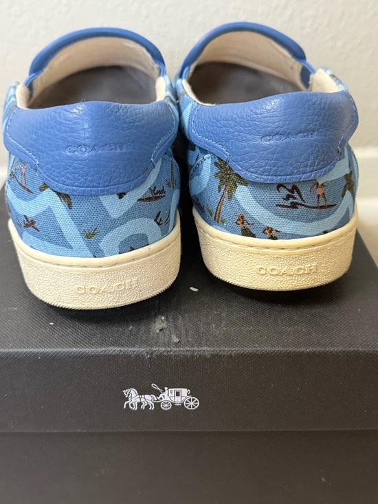 COACH x Keith Haring Light Blue Canvas Slip-On Sneakers - Picture 4 of 5